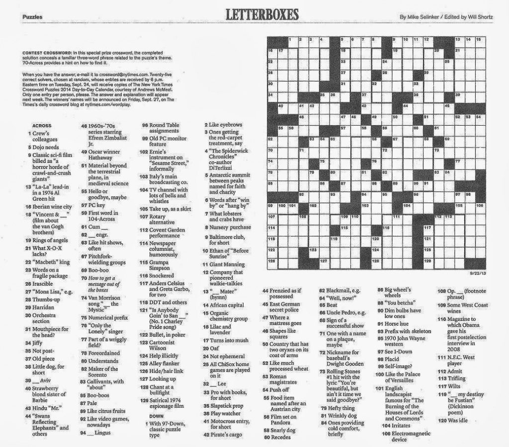 daily crossword nyt