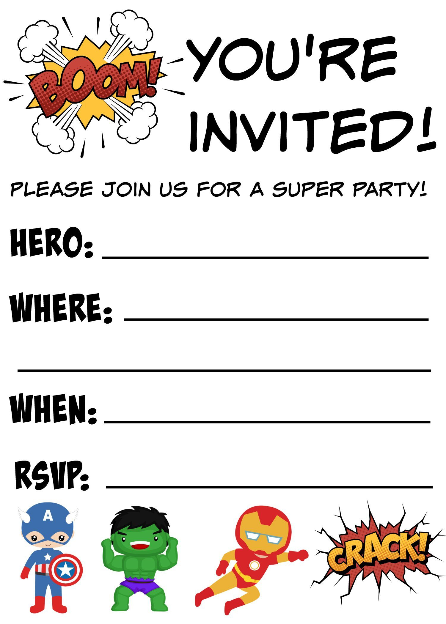 Free Printable Superhero Birthday Invitations | Birthdays - Free Printable Birthday Invitations Pinterest