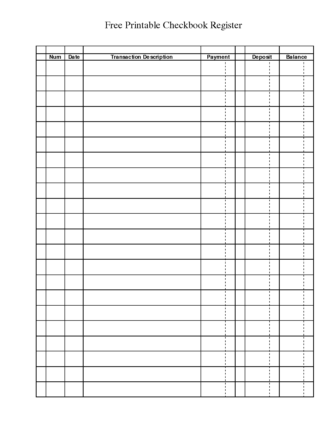 Free Printable Template Chores | Free Printable Check Register - Free Printable Check Register With Running Balance