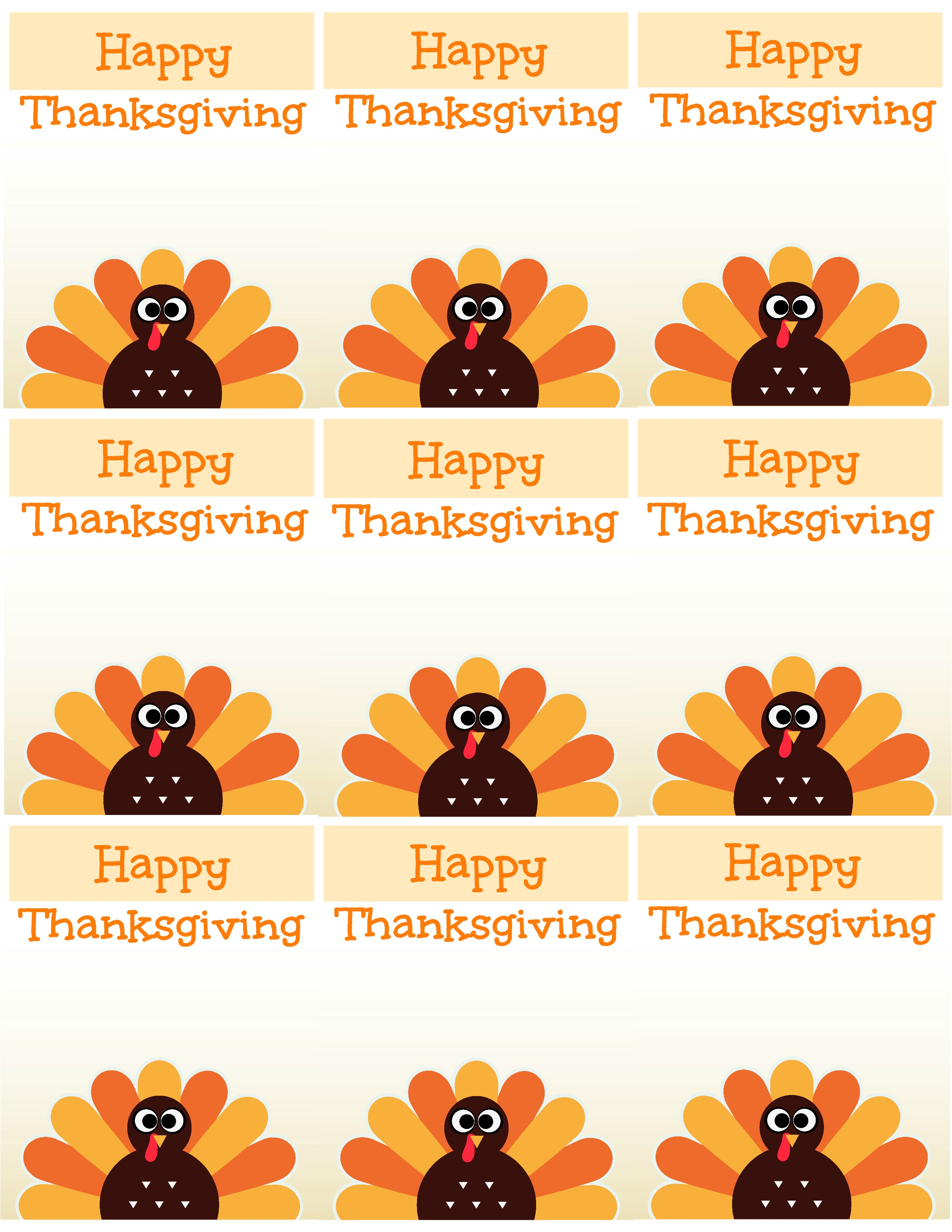 Free Printable Thanksgiving Place Cards -- Also Great For Cupcake - Free Printable Thanksgiving Treat Bag Toppers