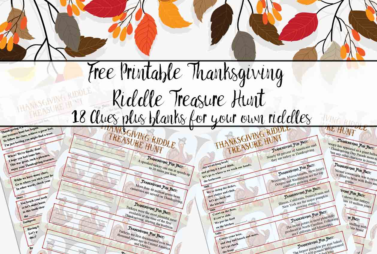 Free Printable Thanksgiving Riddle Treasure Hunt: 18 Mix-And-Match Clues - Free Printable Riddles