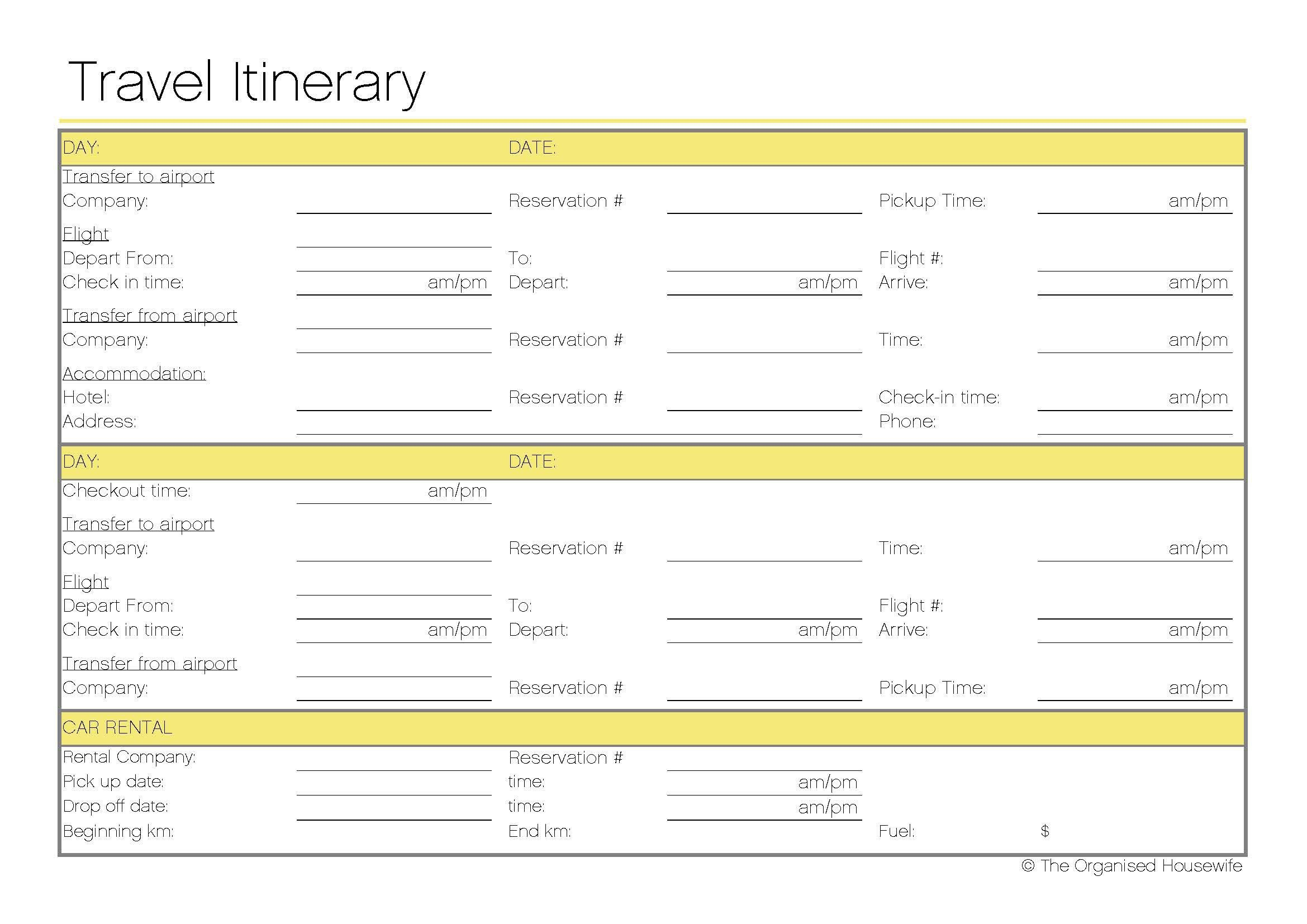 Free Printable - Travel Itinerary | Itineraries, Etc. | Pinterest - Free Printable Itinerary