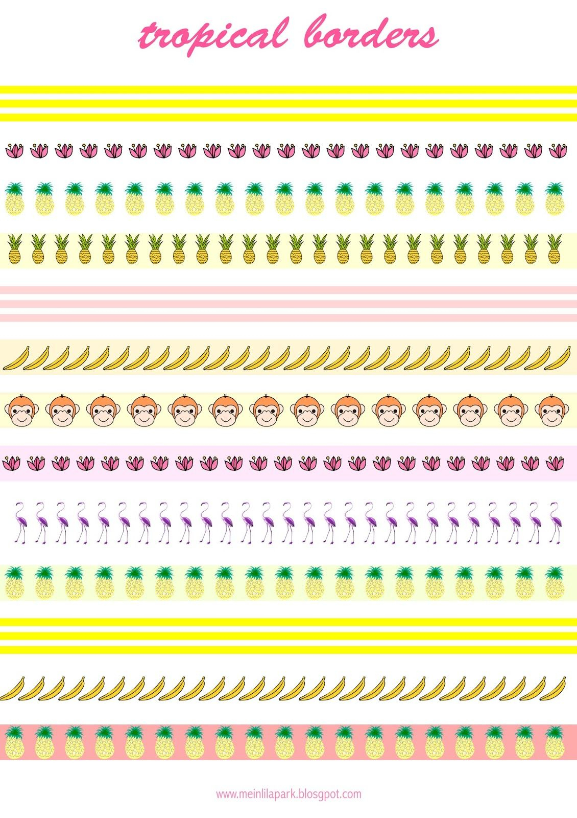 Free Printable Tropical Borders - Planner Stickers - Freebie - Free Printable Borders For Scrapbooking