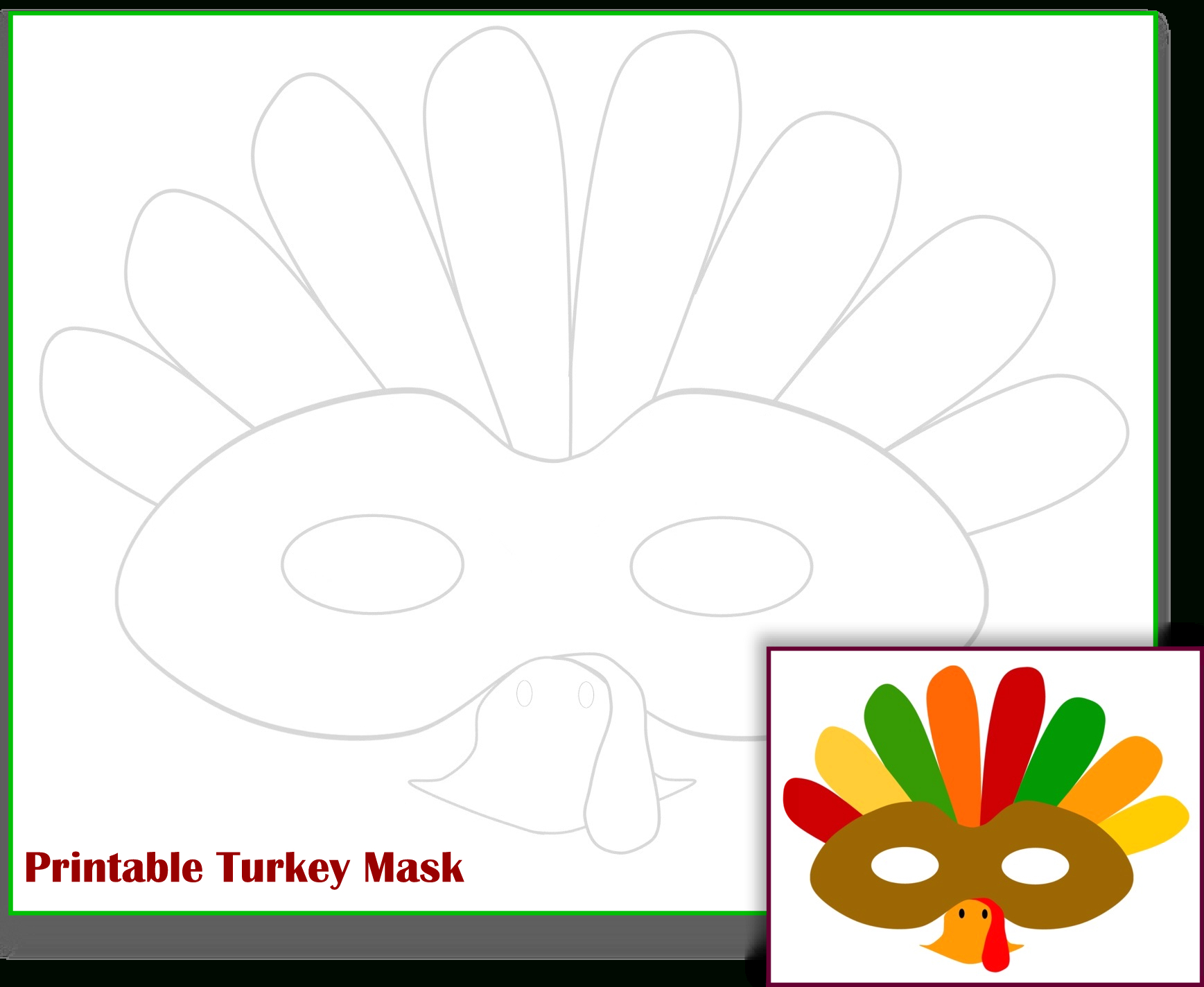 Free Printable Turkey Mask Template | Thanksgiving Activities For - Free Turkey Cut Out Printable