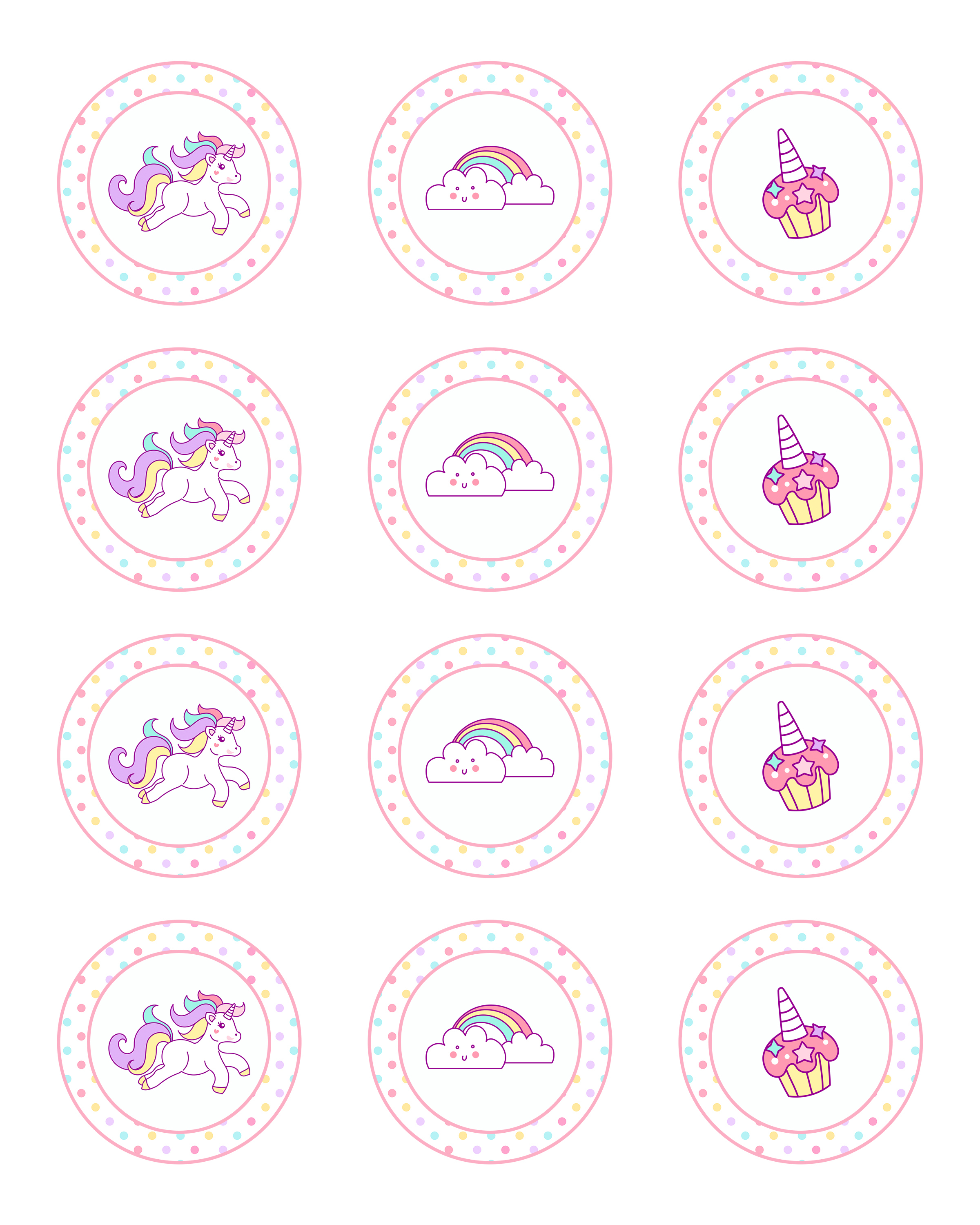 Free Printable Unicorn Party Decorations Pack - The Cottage Market - Free Printable Unicorn Cupcake Toppers