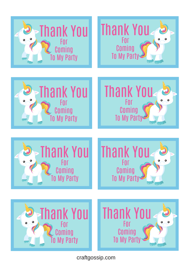Free Printable Unicorn Party Gift Tag | Birthday Ideas - Free Printable Thank You Tags For Birthday Favors