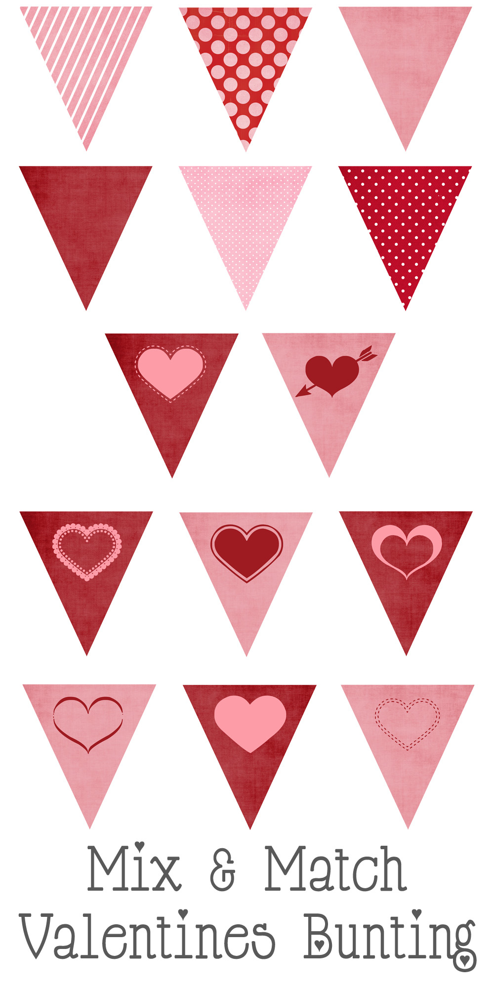 Free Printable Valentines Mix And Match Bunting - Free Printable Heart Designs