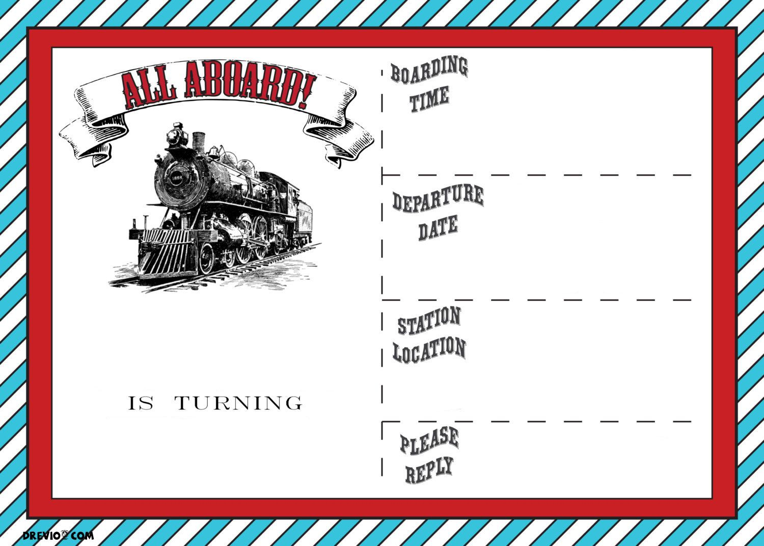 Free Printable Vintage Train Ticket Invitation | Free Printable - Free Printable Ticket Invitation Templates