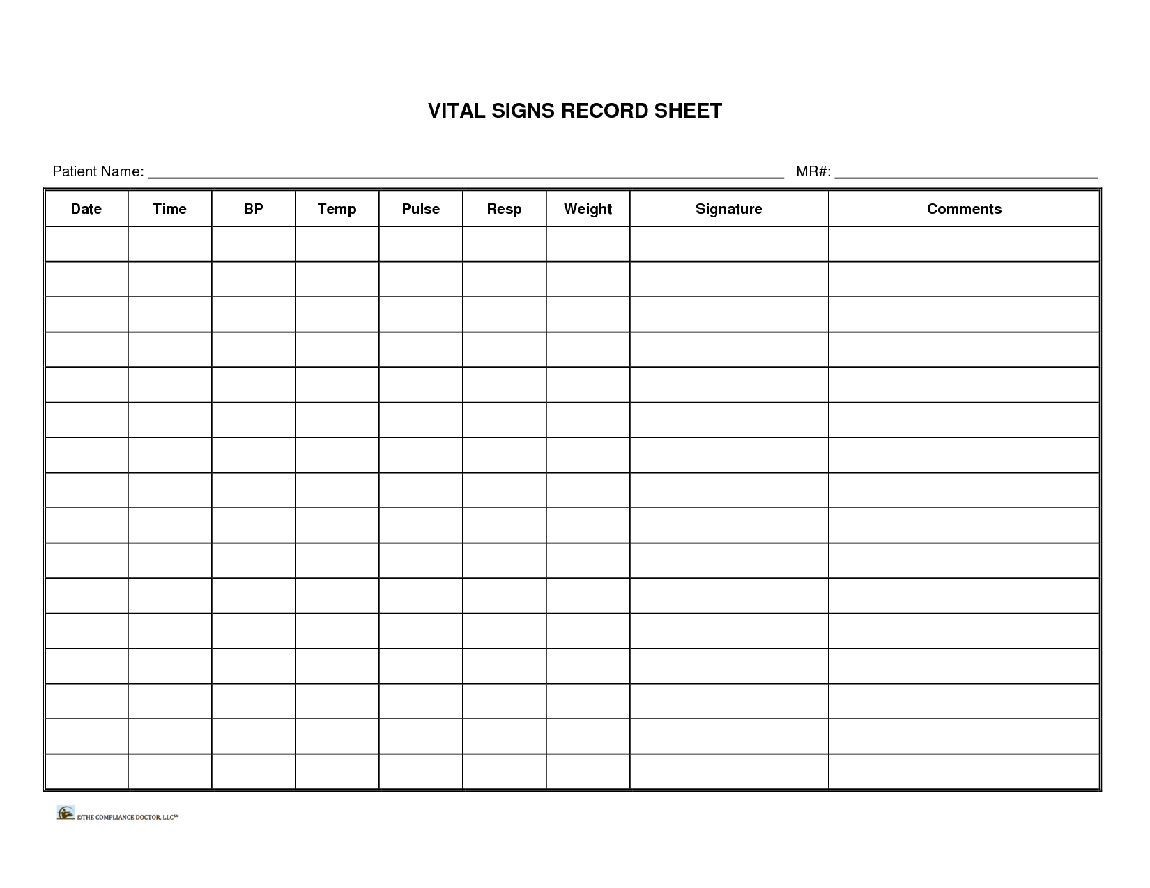 Free Printable Vital Sign Sheets