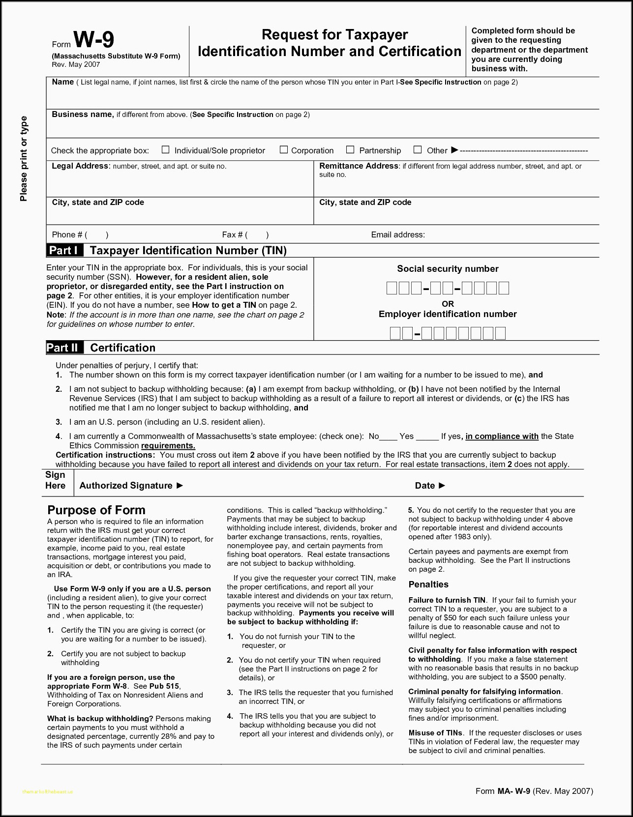 Printable W Forms