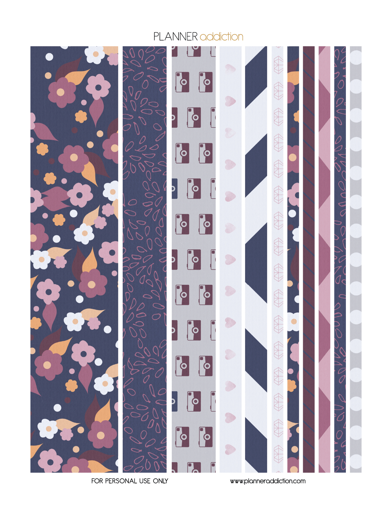 Free Printable Washi Tape - Purple Blue Floral | Crafty Ideas - Free Printable Washi Tape
