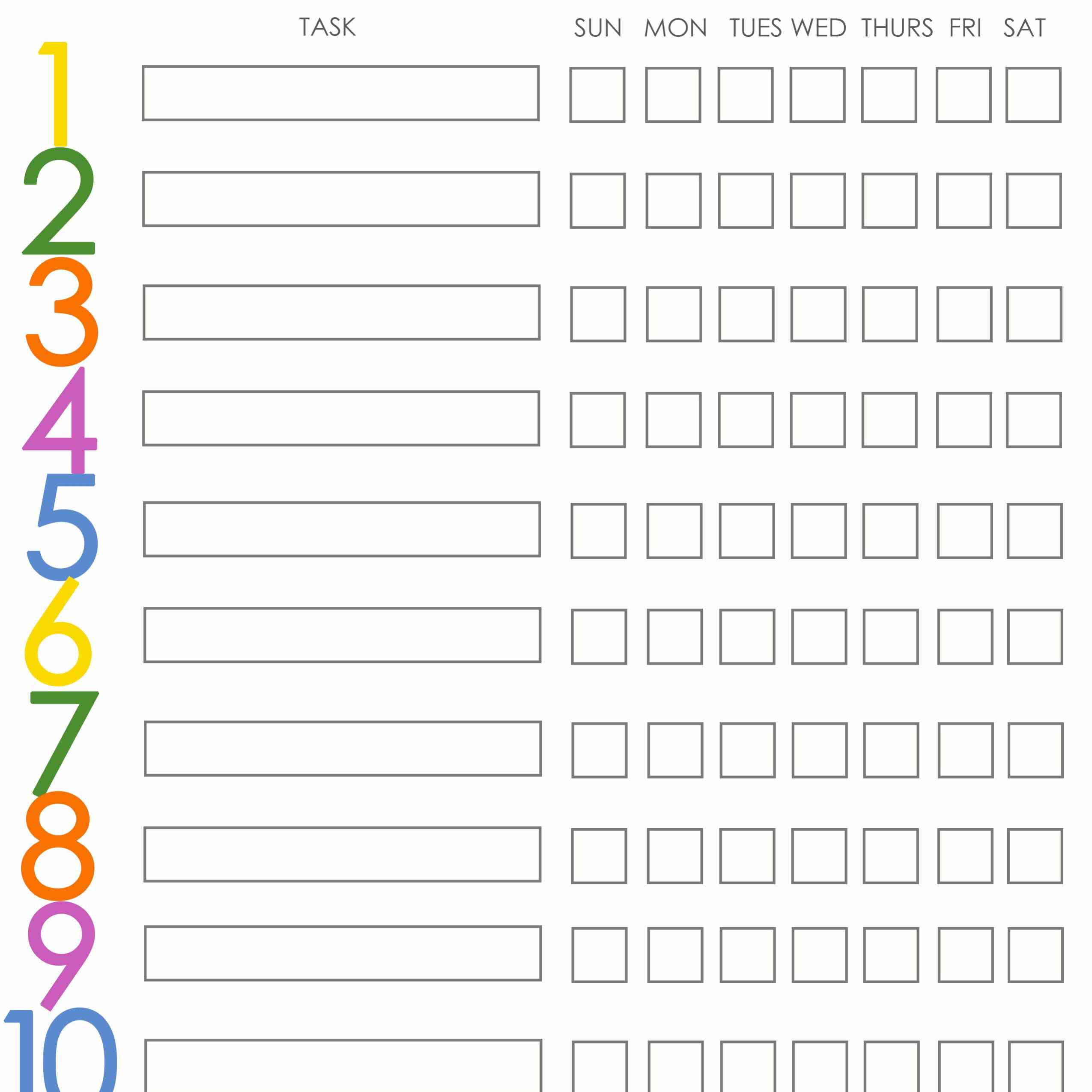 Free Printable Weekly Chore Charts - Free Printable Charts For Kids