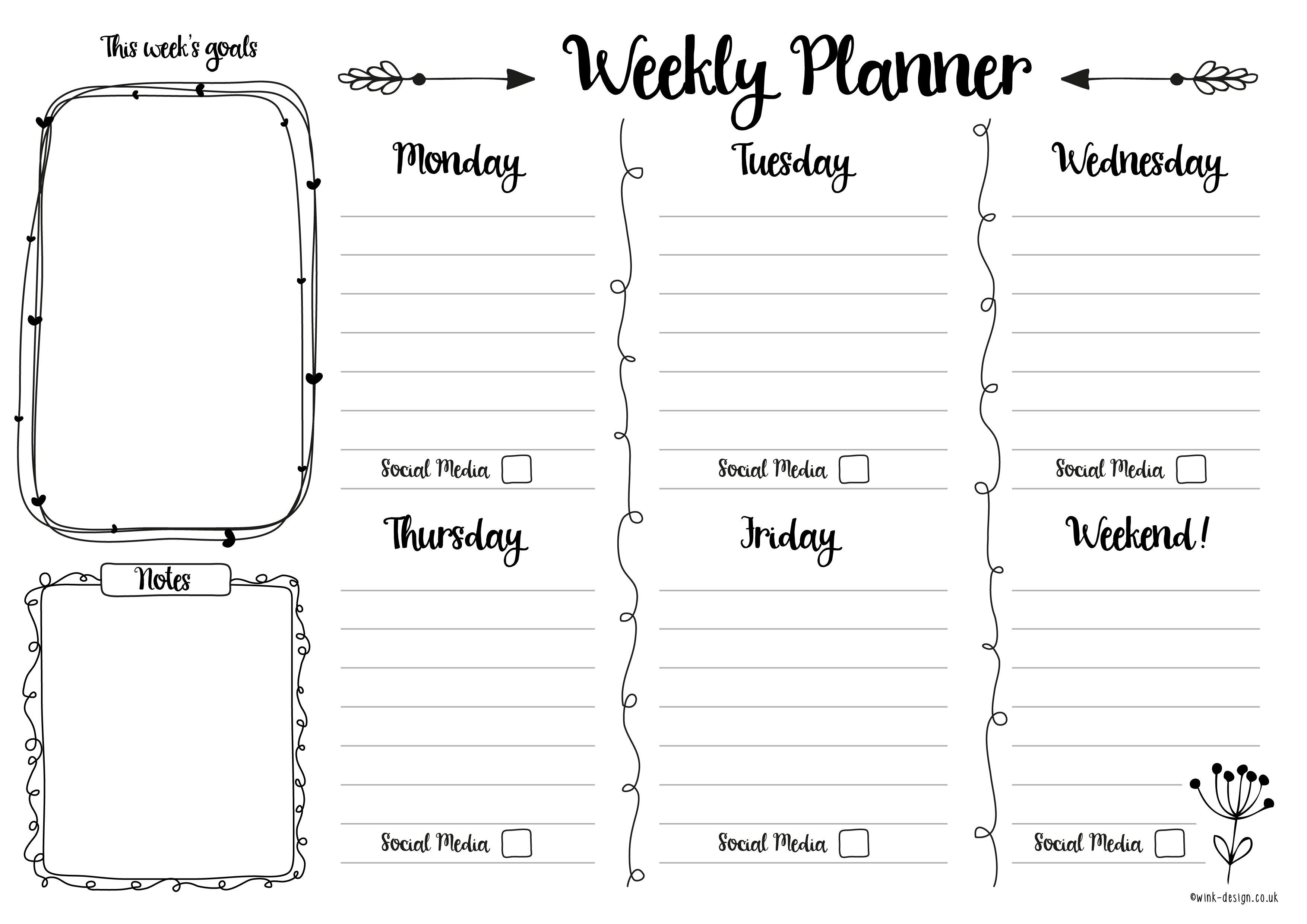 Free Printable Weekly Planner | Internet Marketing Tips | Weekly - Free Printable Pocket Planner 2016