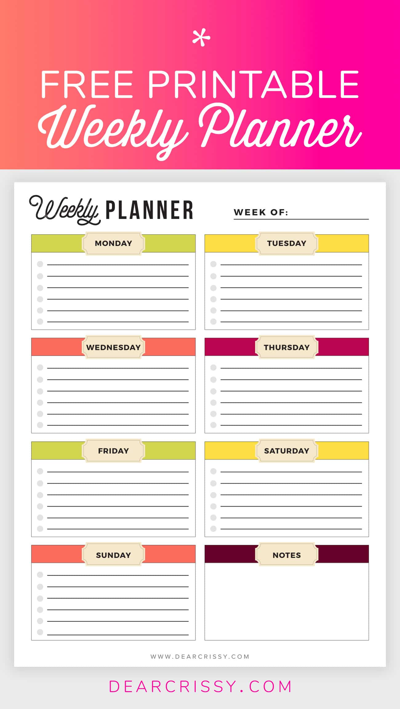 Free Printable Weekly Planner - Weekly Planner Printable! - Planner Printable Free