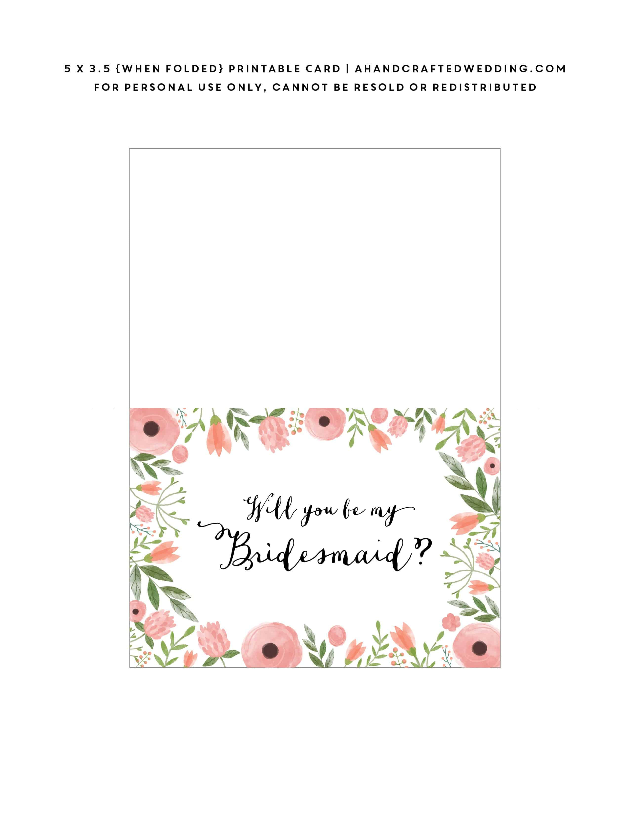 Free Printable Will You Be My Bridesmaid Card | Mountain Modern Life - Free Printable Will You Be My Bridesmaid Cards