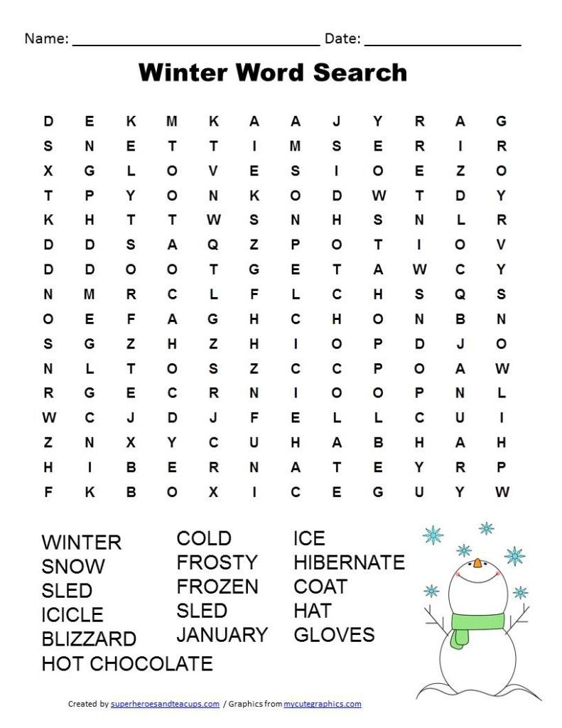 Free Printable Winter Word Search | Winter | Winter Word Search - Free Printable Word Searches For Kids