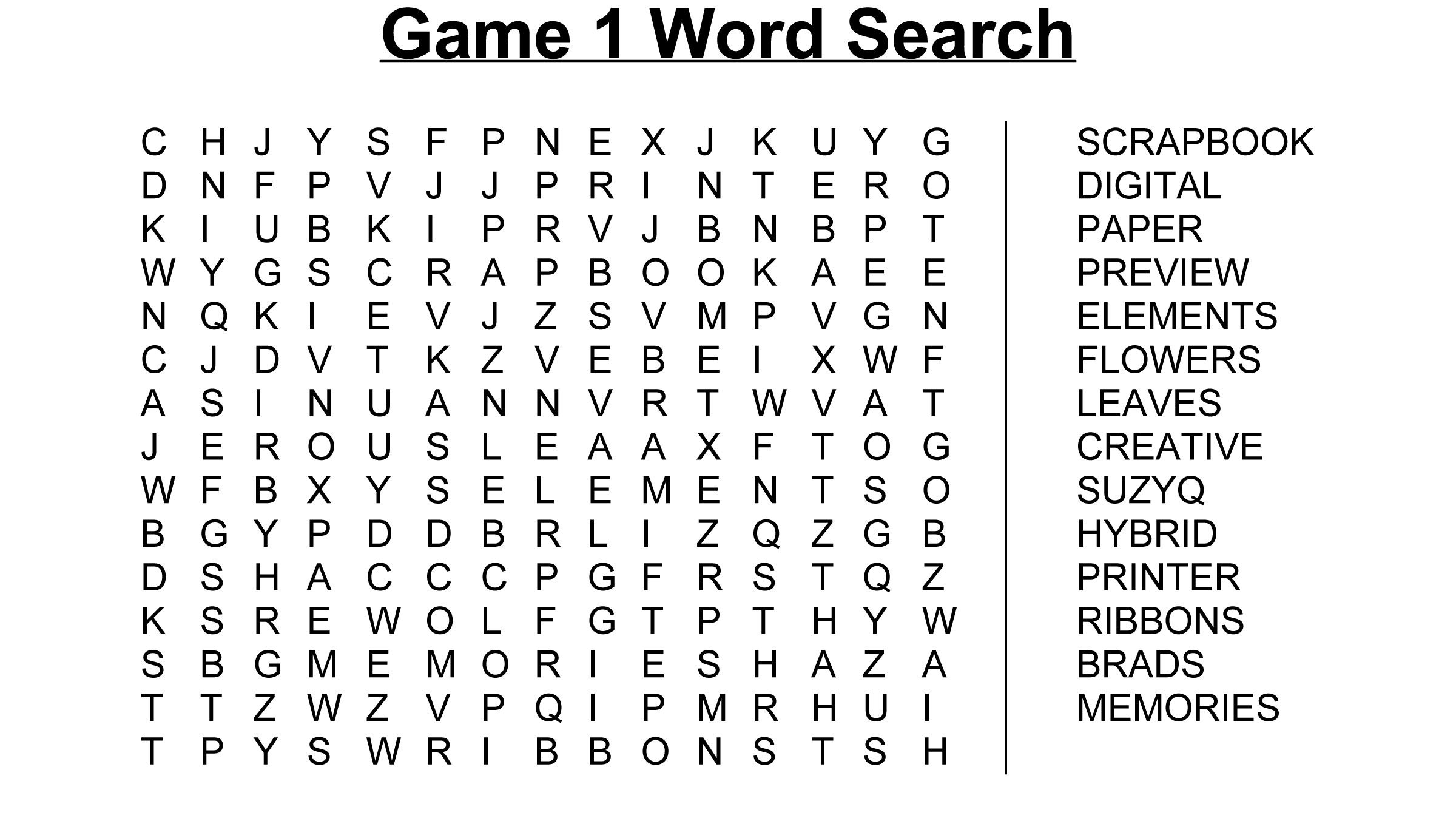 Free Word Find Sheets