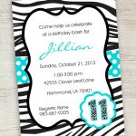 Free Printable Zebra Party Invitations | Printable Pink Turquoise   Free Printable Cheetah Birthday Invitations