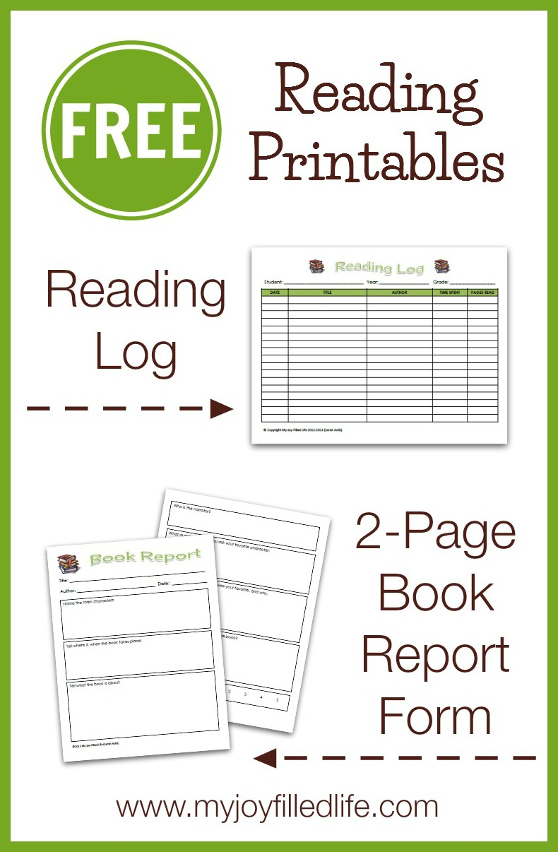 Free Reading Log &amp;amp; Book Report Form - My Joy-Filled Life - Free Printable Book Report Forms For Elementary Students