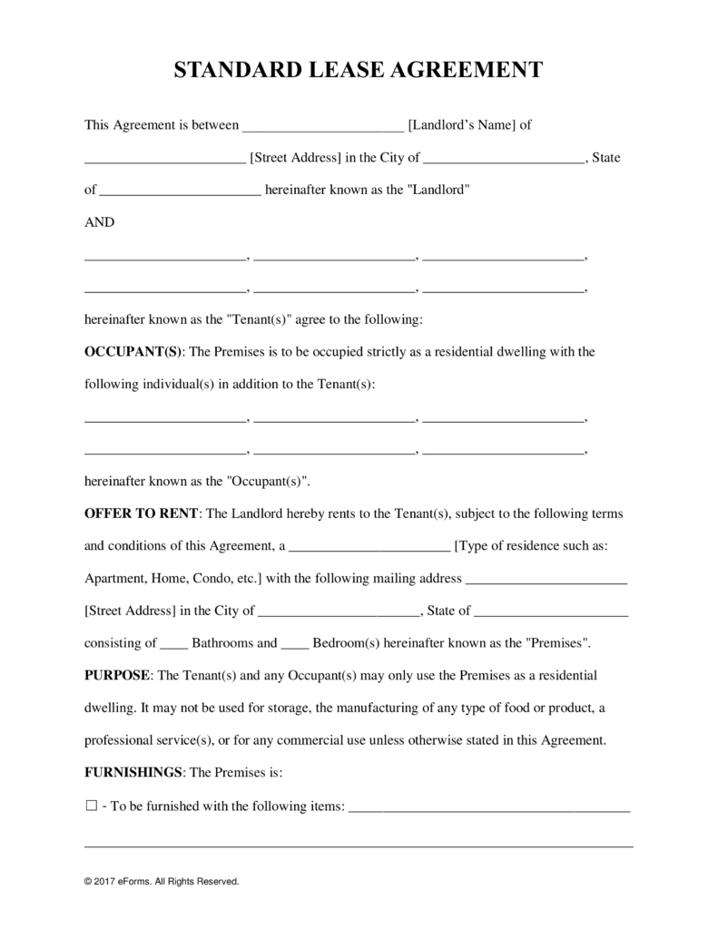 Free Rental Lease Agreement Templates - Residential &amp;amp; Commercial - Free Printable Lease Agreement Pa