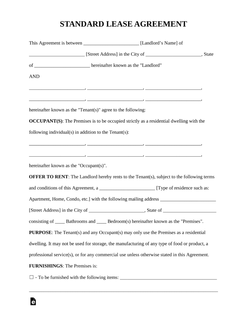 Free Rental Lease Agreement Templates - Residential &amp;amp; Commercial - Free Printable Lease Agreement Pa