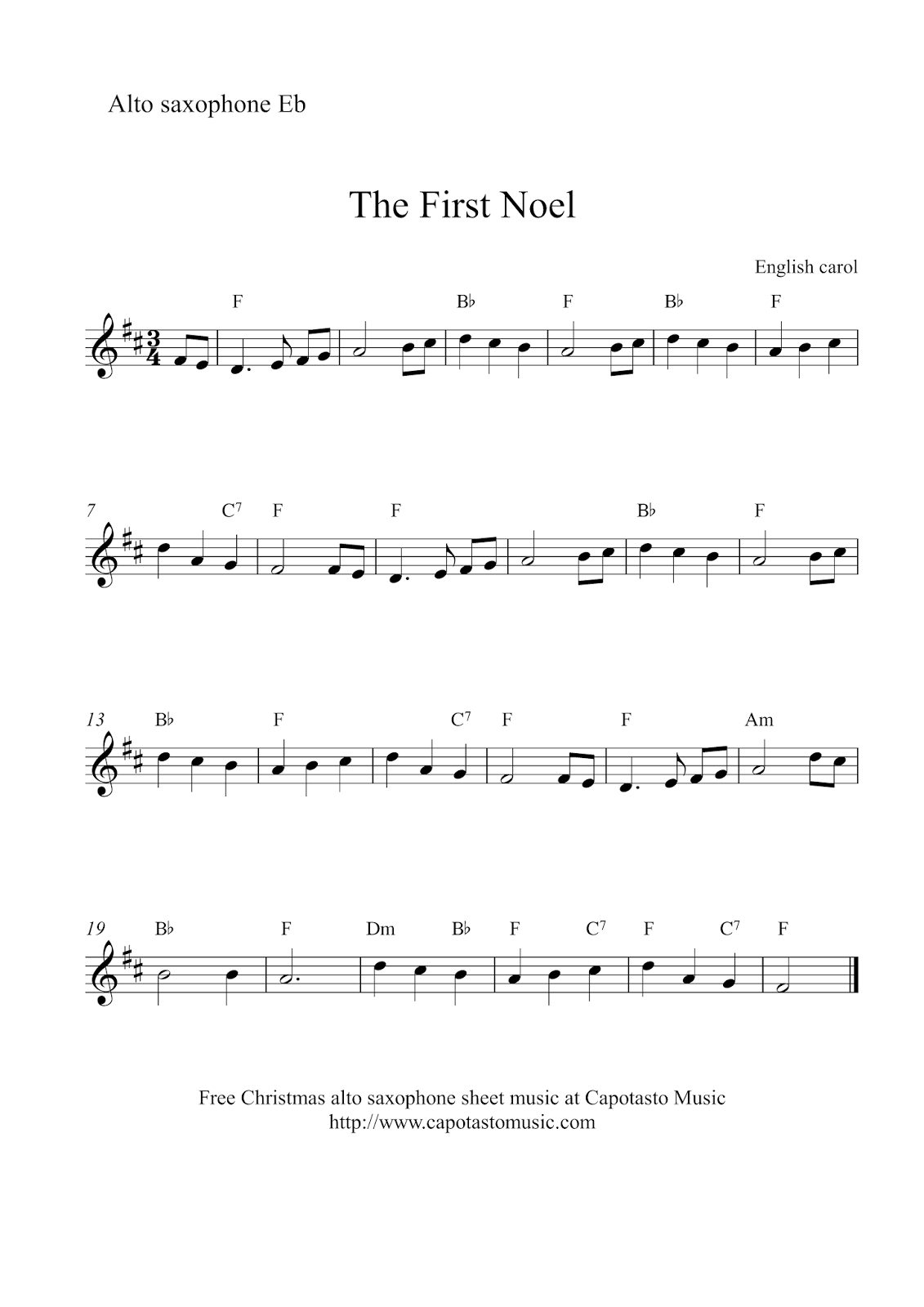 Free Sheet Music Scores: Alto Saxophone Christmas | Xmas Music - Free Printable Alto Saxophone Sheet Music
