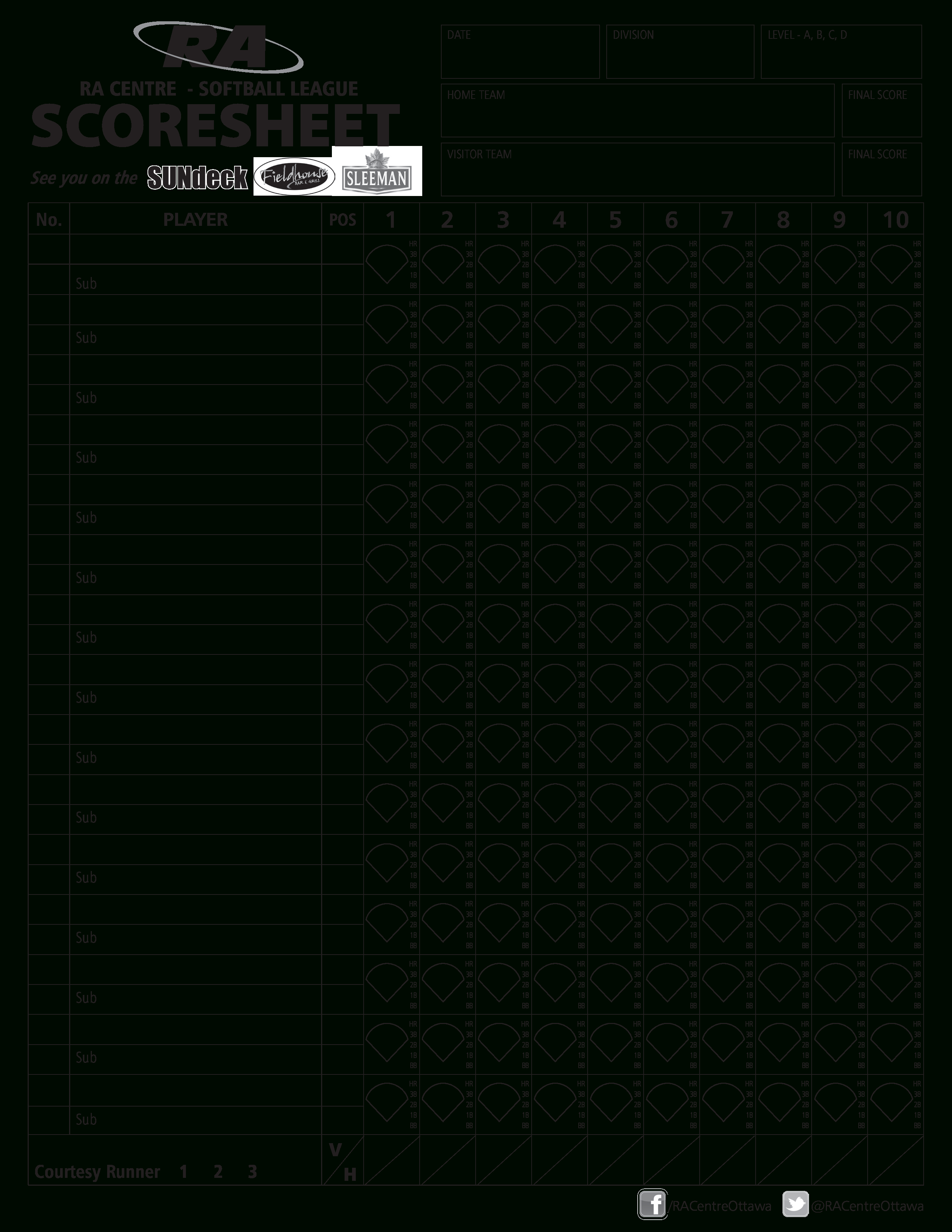 Free Simple Softball Score Sheet | Templates At Allbusinesstemplates - Free Printable Softball Stat Sheets