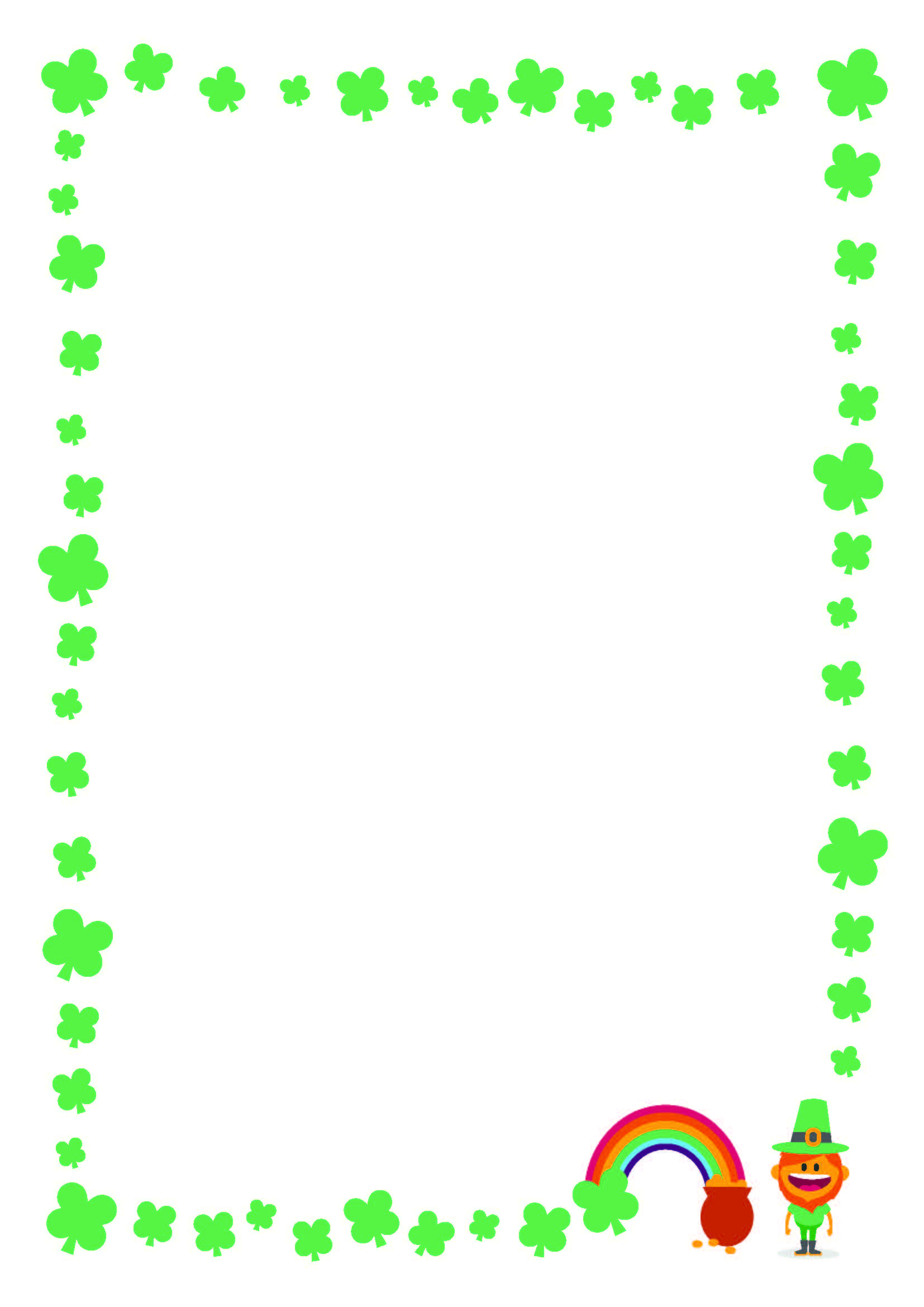 Free St. Patrick&amp;#039;s Day Printable Writing Paper With Clover Border - Free Printable St Patricks Day Stationery