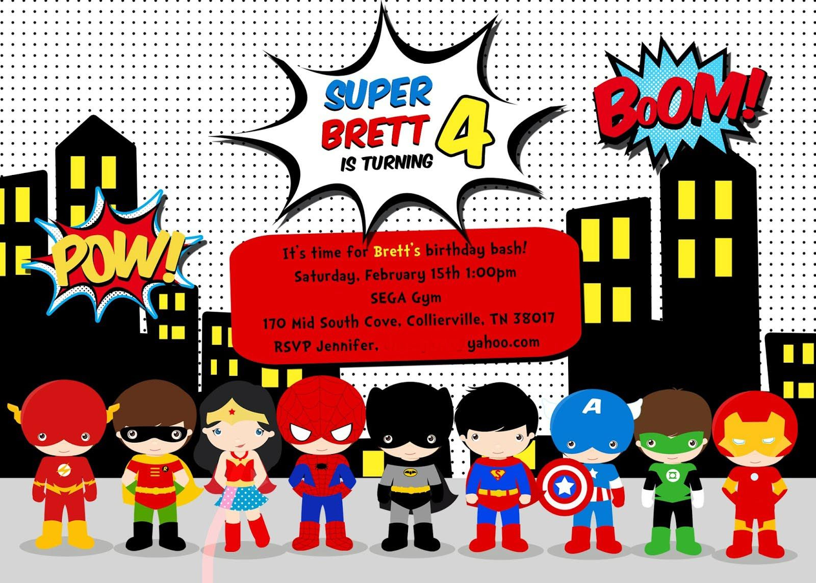 Free Superhero Birthday Party Invitation Templates | Birthday Party - Free Printable Superhero Birthday Invitation Templates