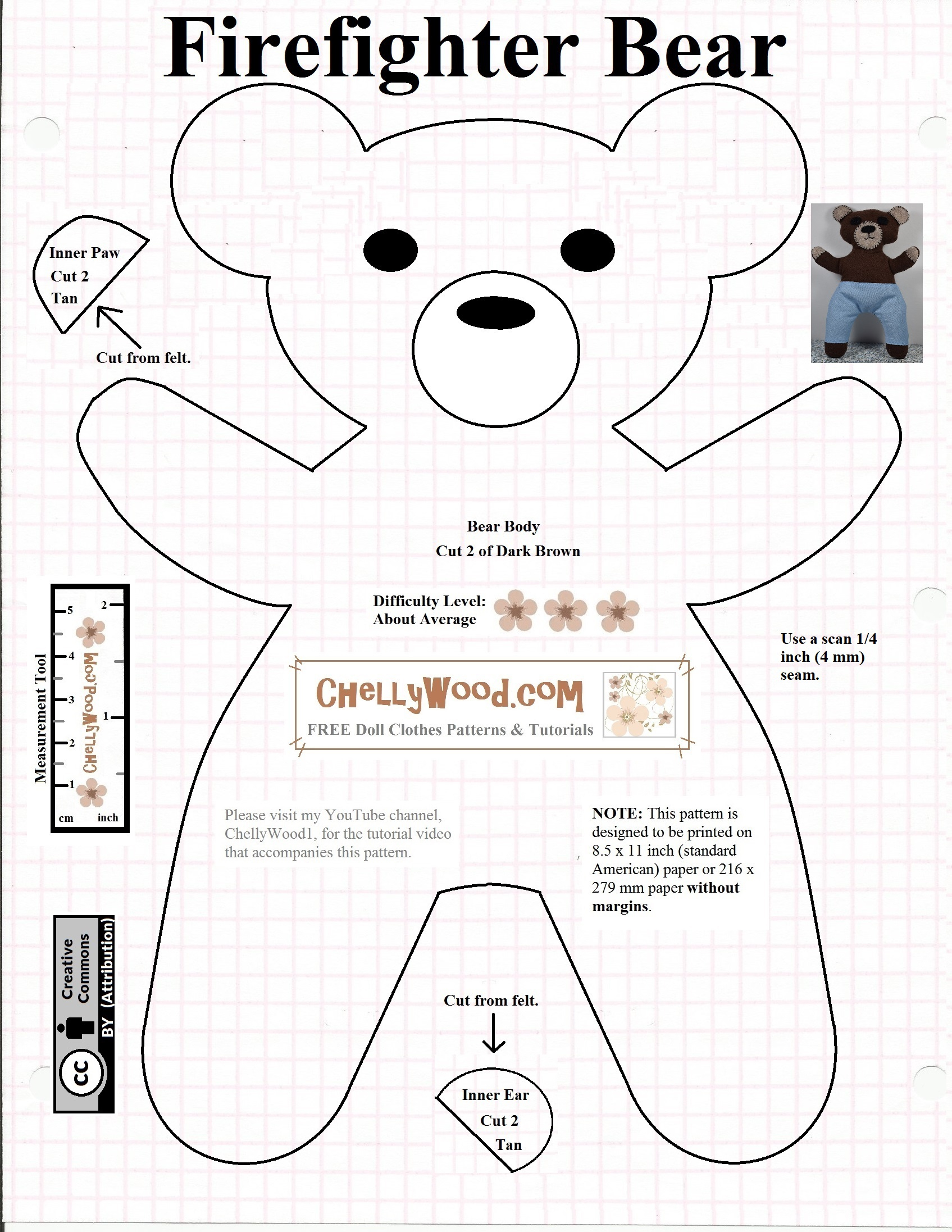 Free #teddybear #plush #toy Pattern @ Chellywood – Chellywood - Free Printable Teddy Bear Clothes Patterns