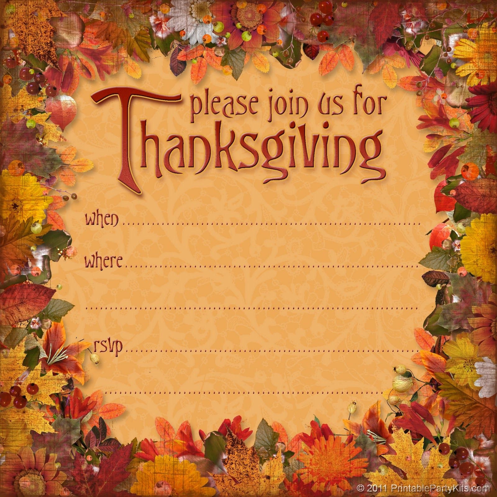 Free Thanksgiving Dinner Invitation | Thanksgiving | Thanksgiving - Free Printable Thanksgiving Invitation Templates