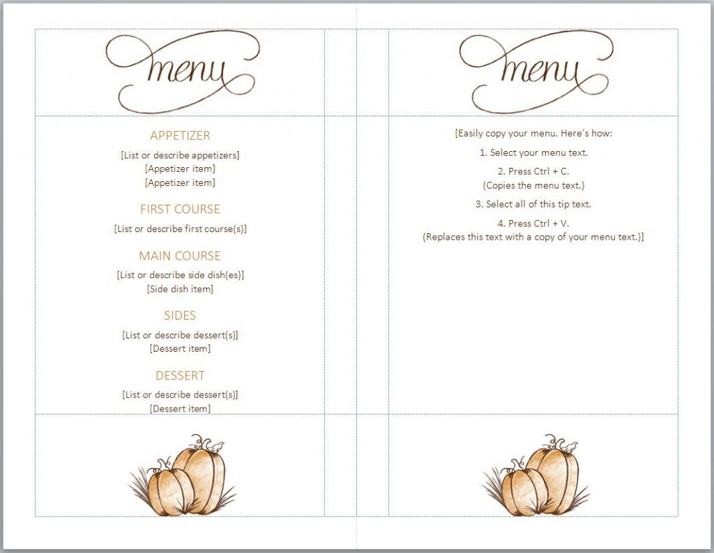 Free Thanksgiving Menu Template | Full Serive Menu | Pinterest - Free Printable Thanksgiving Menu Template