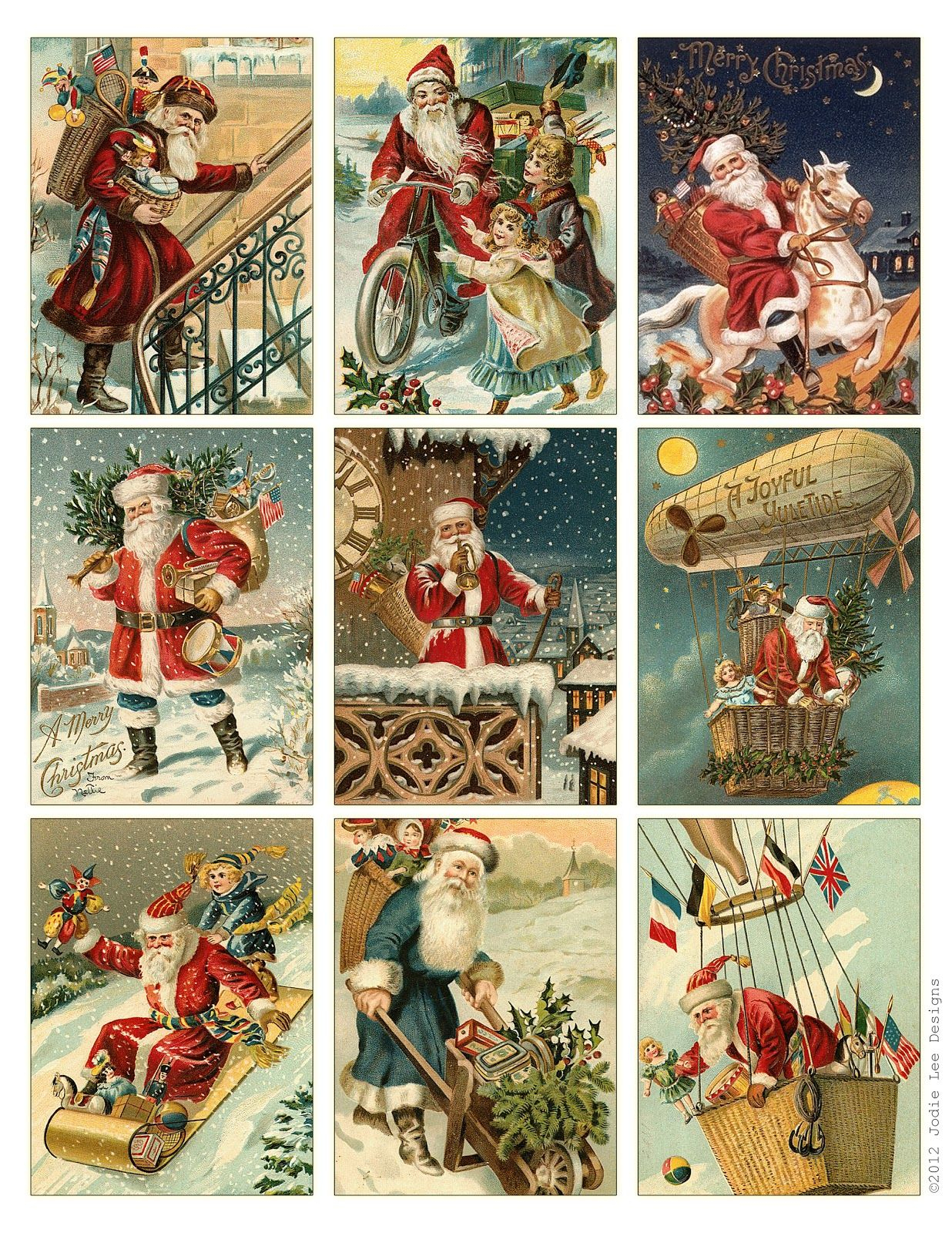 Free To Download! Printable Vintage Santa Tags Or Cards. | Free - Free Printable Xmas Cards Download