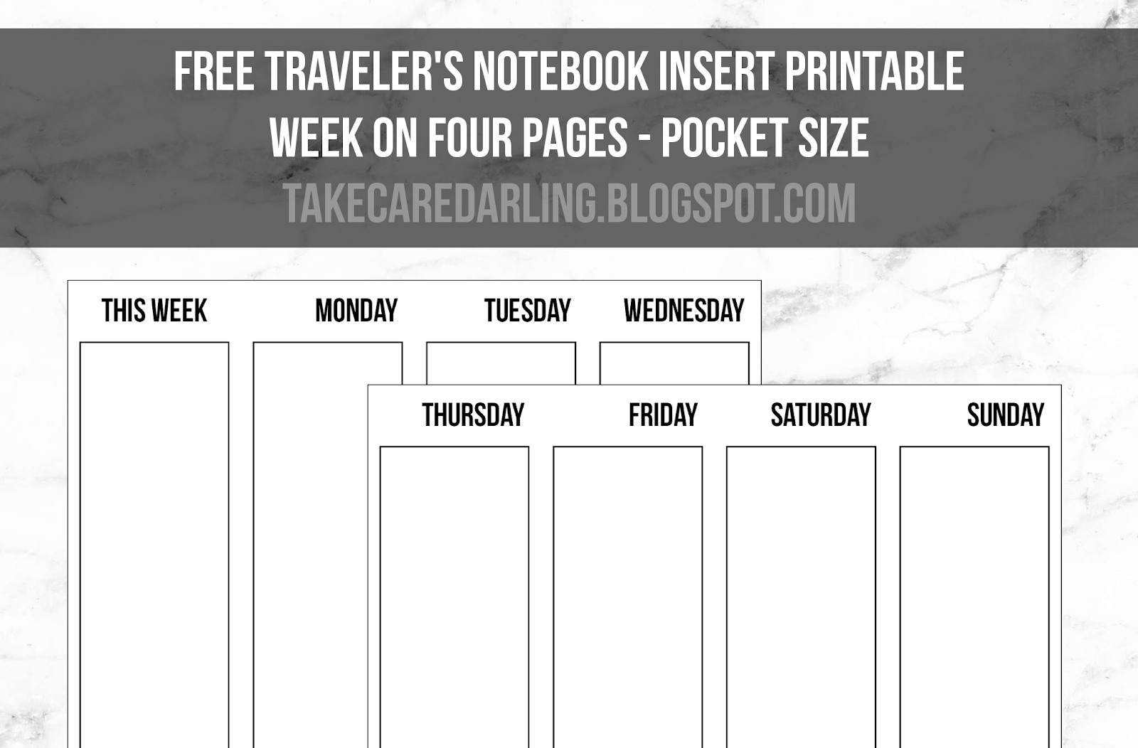 Free Traveler&amp;#039;s Notebook Insert Printable: Week On Four Pages - Free Printable Traveler&amp;amp;#039;s Notebook Inserts