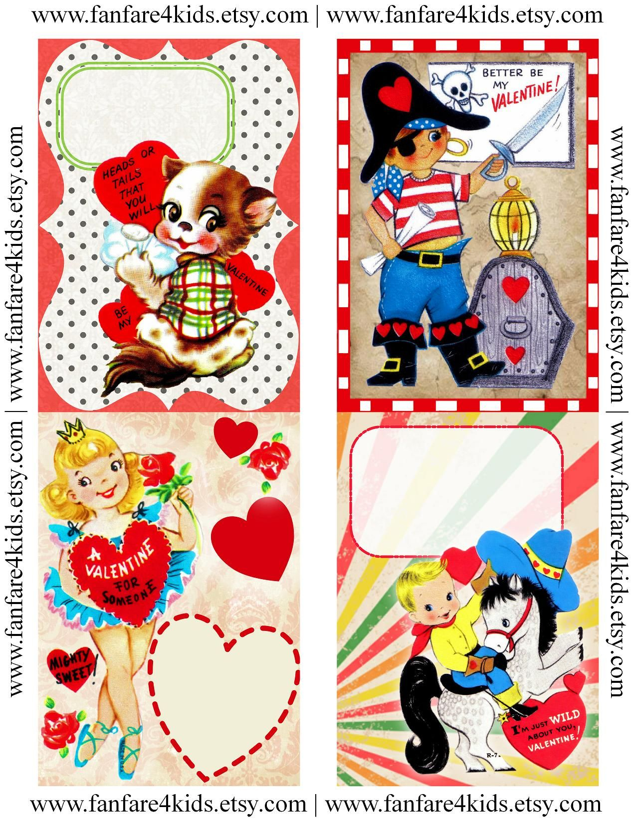 Free Vintage Printables | Vintage Kids Valentines - Free Printable - Free Printable Vintage Valentine Pictures