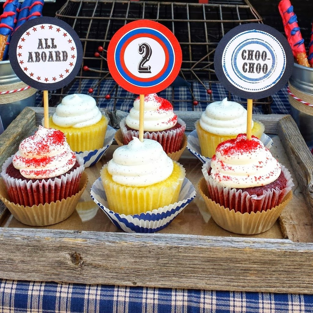 Free Vintage Train Party Printable - Free Printable Train Cupcake Toppers