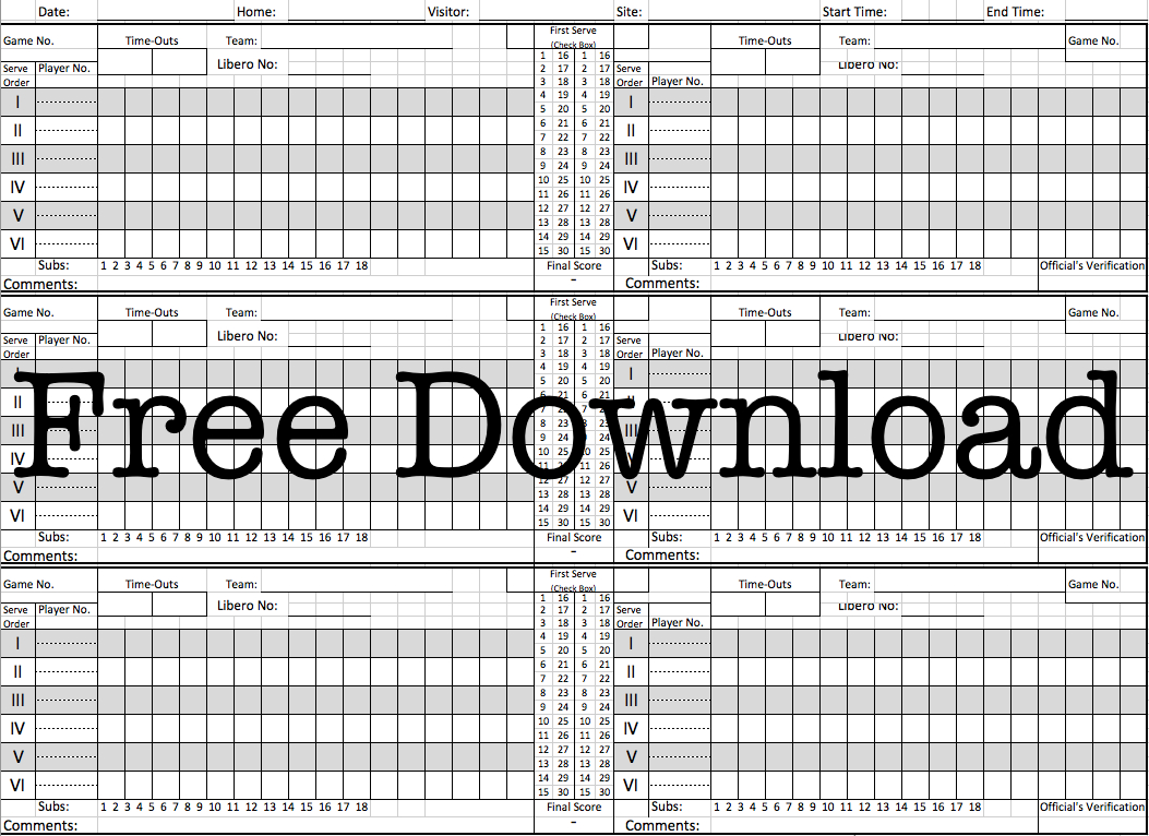 Free Volleyball Score Sheets - Printable Pdfs - Straight From Dehart - Printable Volleyball Stat Sheets Free
