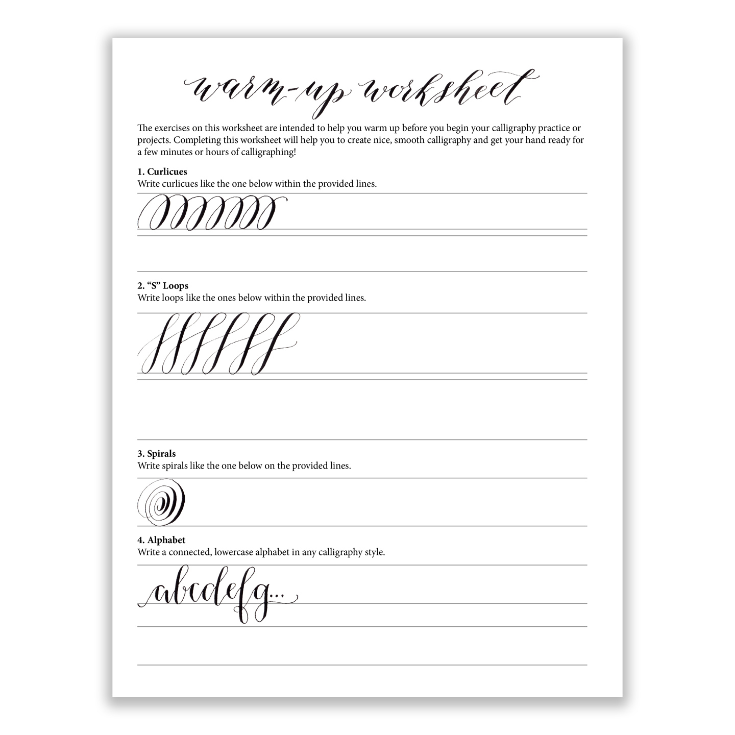 Free Warm Up Worksheet – The Postman&amp;#039;s Knock - Free Printable Calligraphy Worksheets