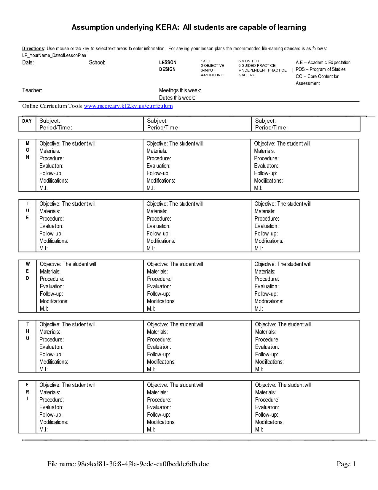 Free Weekly Lesson Plan Template And Teacher Resources - Free Printable Preschool Teacher Resources