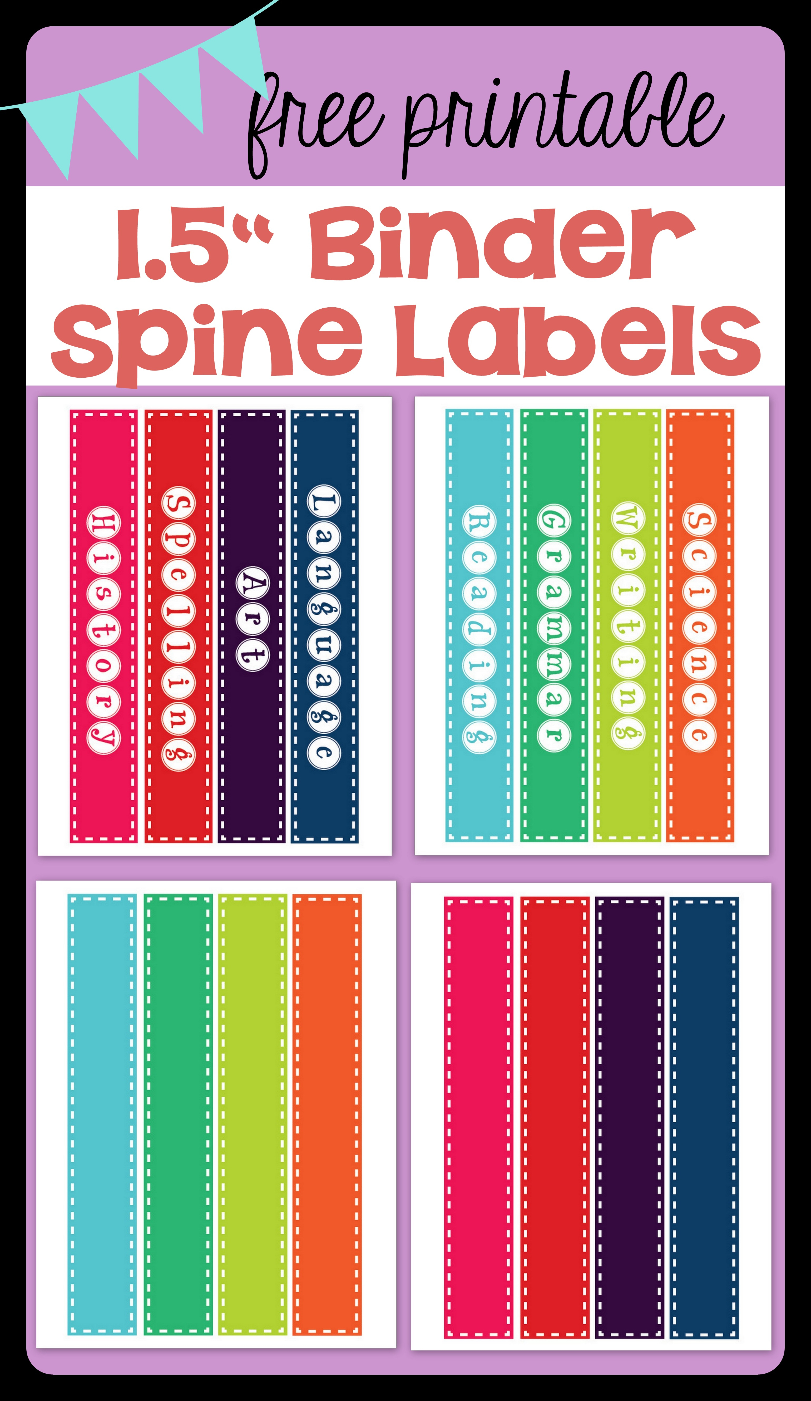 Freebie* Binder Spine Labels - Printable Binder Spine Inserts Free