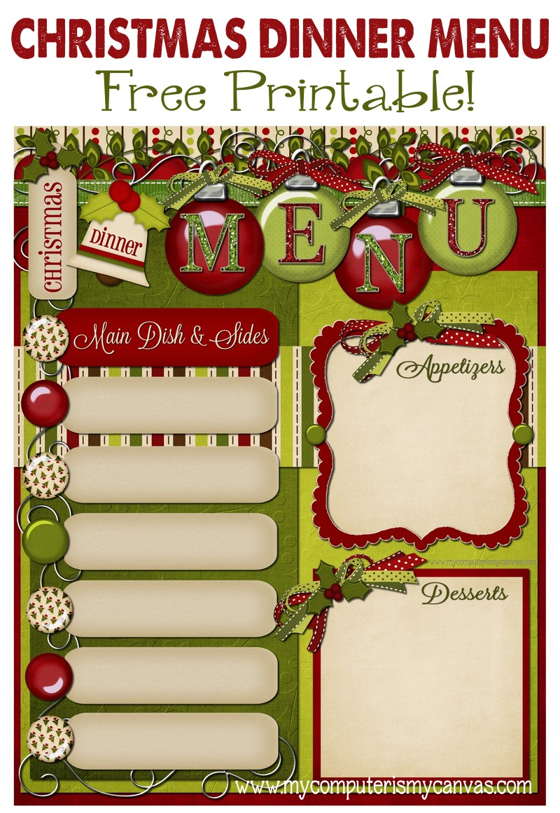 Freebie Christmas Dinner Menu Page Ideal Christmas Dinner Menu - Christmas Menu Printable Template Free