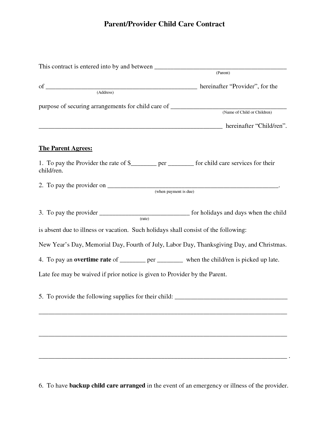 Free+Daycare+Contract+Forms | Printable Daycare Forms | Pinterest - Free Printable Daycare Forms