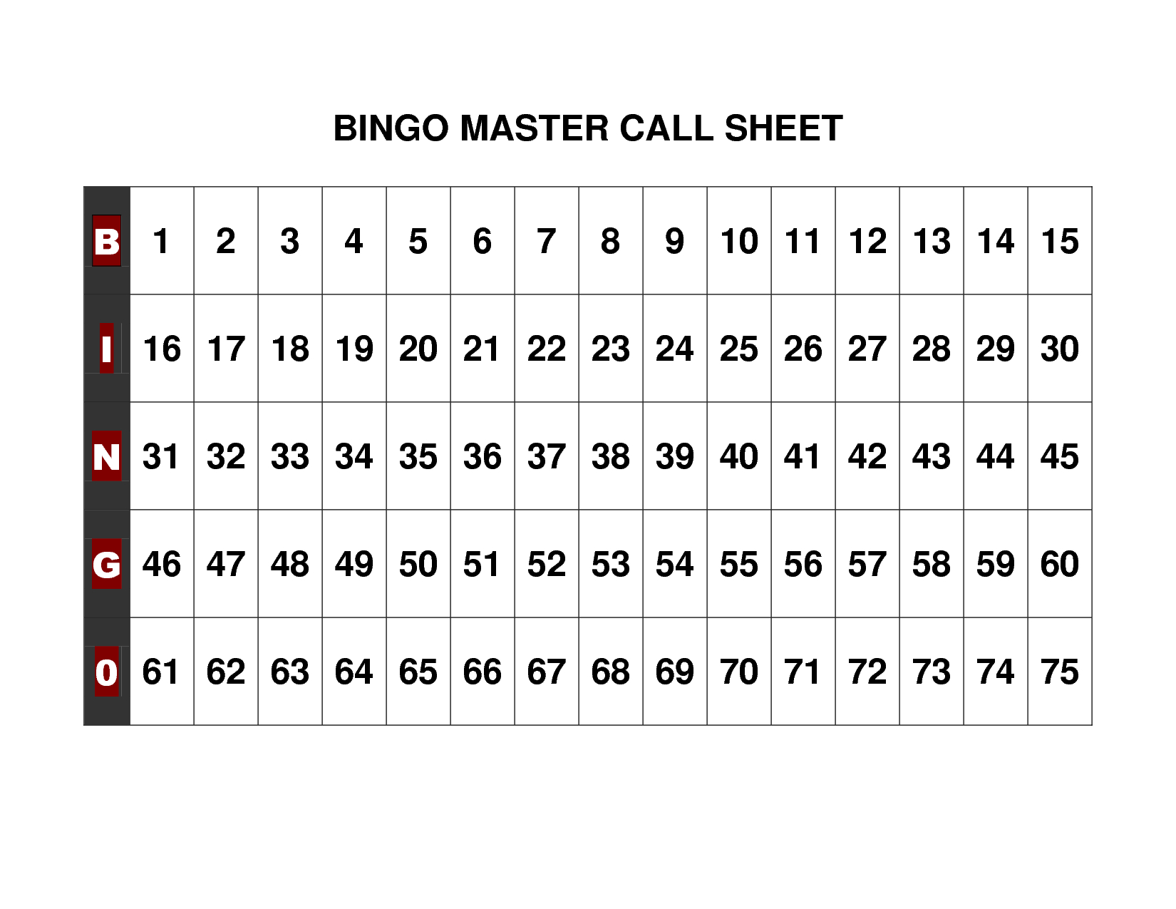 Free+Printable+Bingo+Call+Sheet | Bingo | Pinterest | Bingo, Bingo - Free Printable Bingo Cards Random Numbers