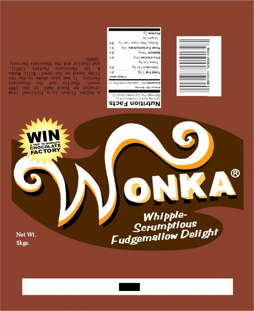 Wonka Bar Printable Wrapper