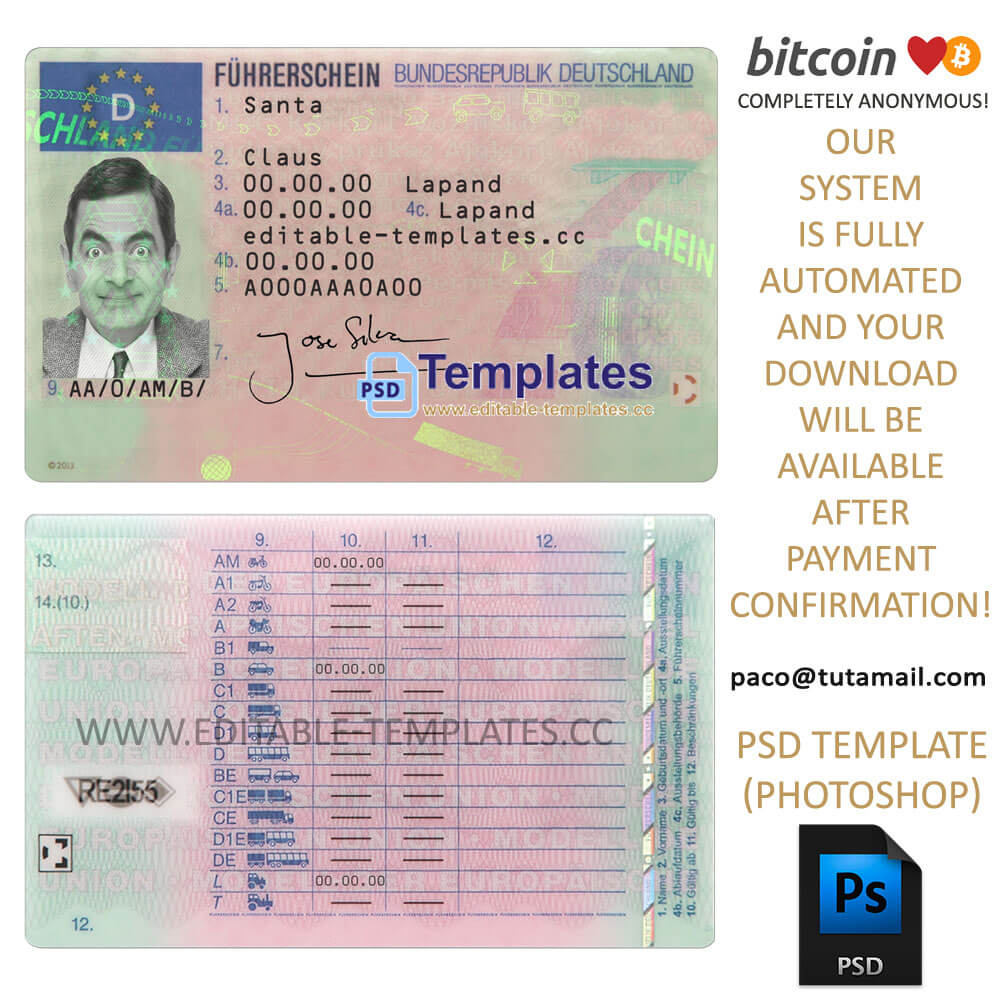 fake driving license template