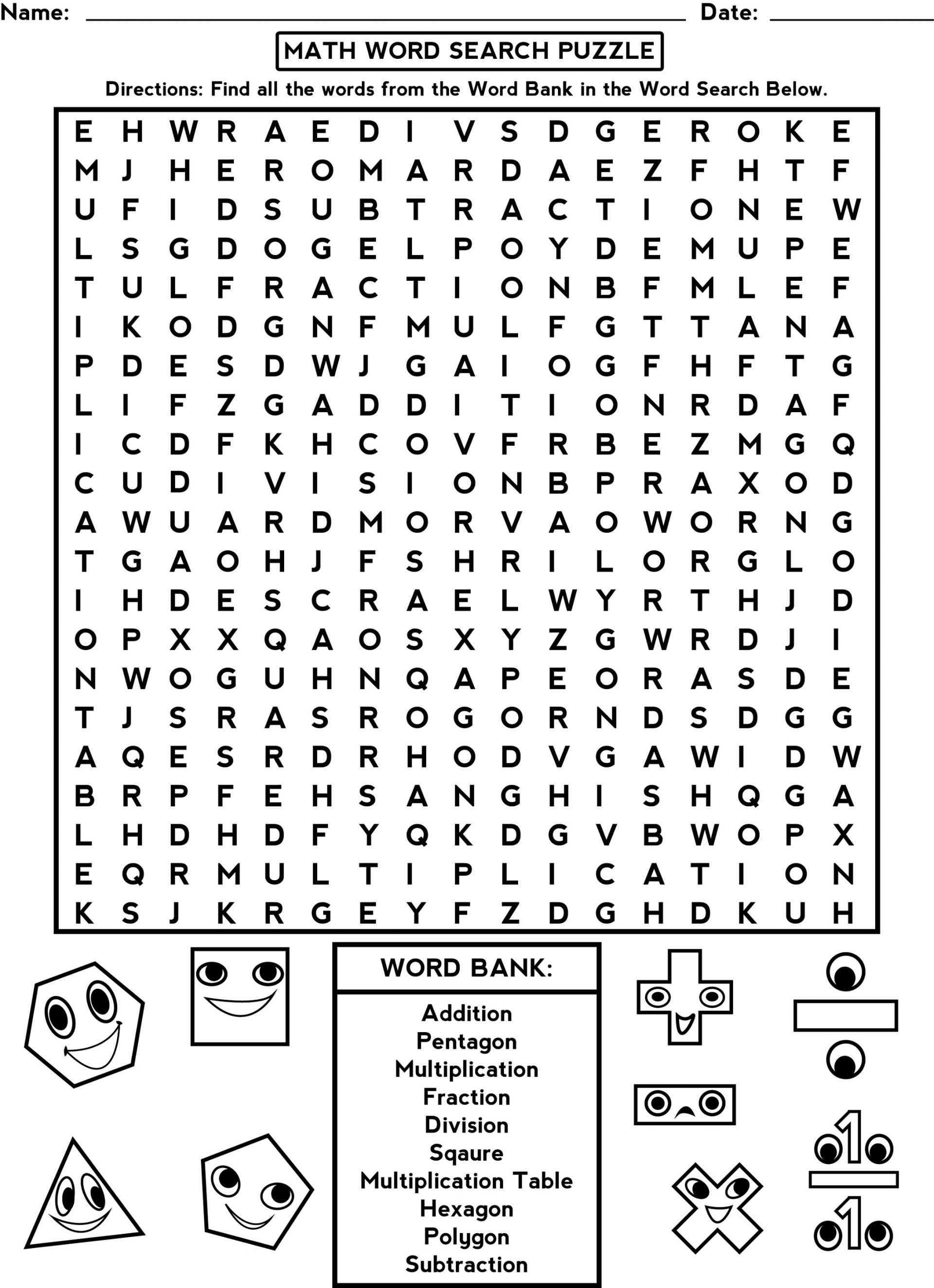 Fun Math Worksheets For 3Rd Grade Fourth Grade Word Search Lovely - Free Printable Fun Math Worksheets For 4Th Grade
