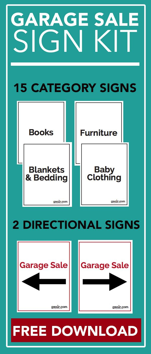 Garage Sale Sign Kit [Free Download | Information | Pinterest - Free Printable Yard Sale Signs