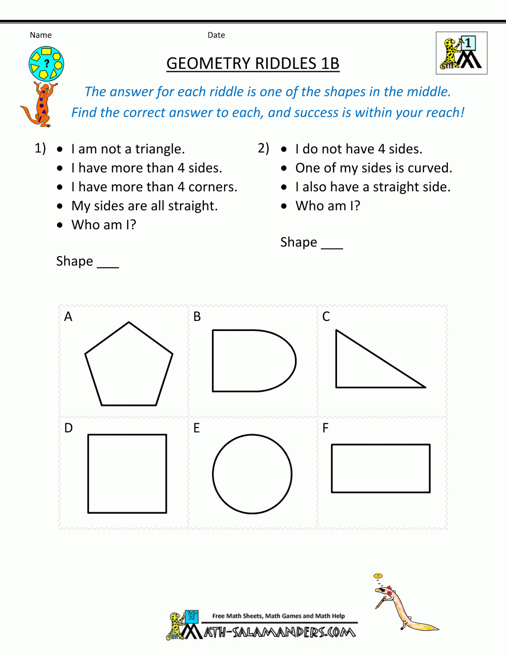 Geometry Worksheets Riddles Math Riddle High School Fr - Criabooks - Free Printable Geometry Worksheets For Middle School