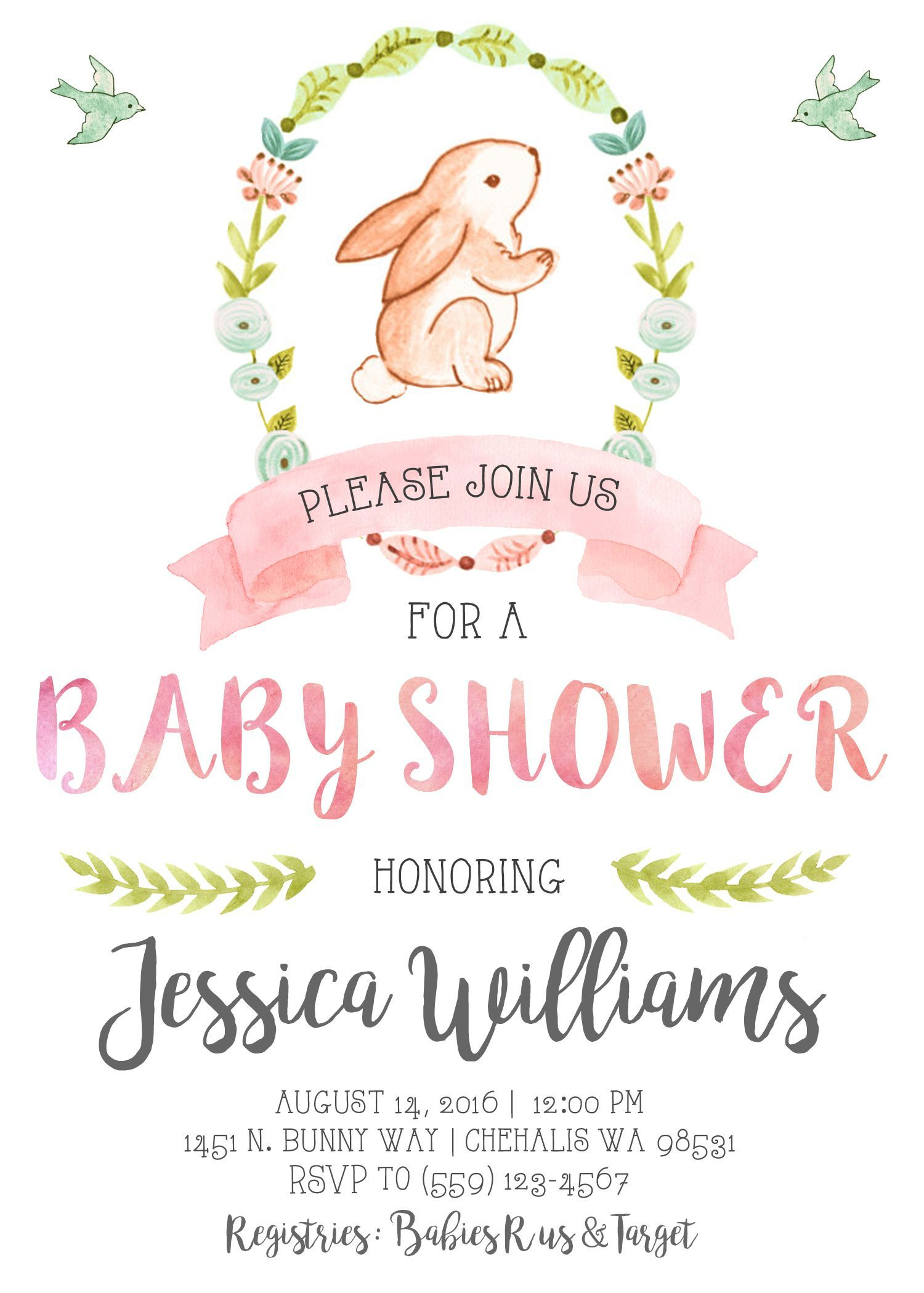 Get Free Printable Bunny Baby Shower Invitation Template | Free Baby - Free Printable Bunny Templates