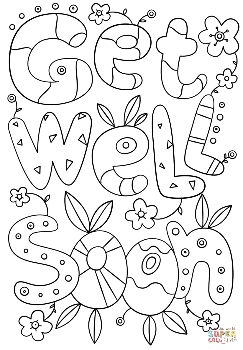 Get Well Soon Doodle Coloring Page | Free Printable Coloring Pages - Free Printable Get Well Cards To Color